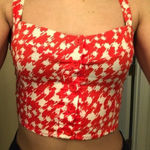 Patterned button up crop top size small